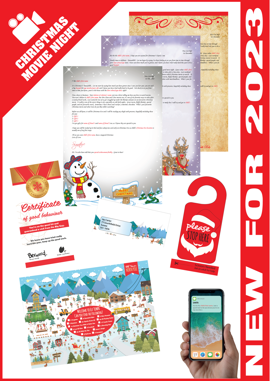 Personalised Santa Letter and Extras - Santa loves a Movie Night