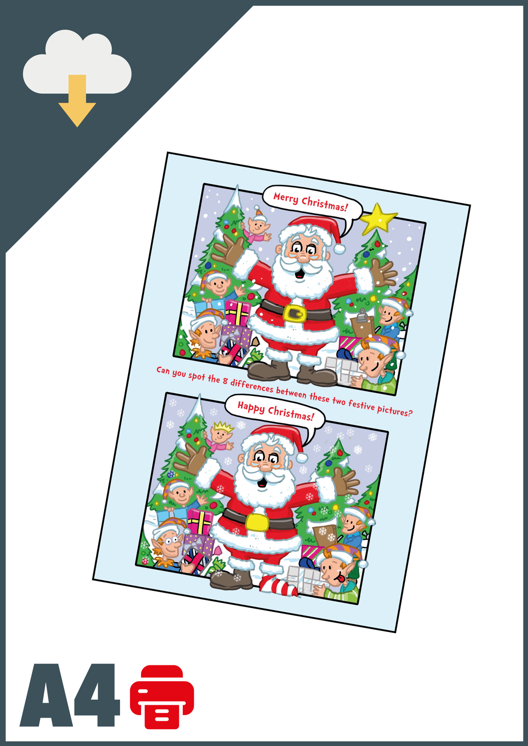 Christmas Spot The Difference A4 (Instant Email Delivery)