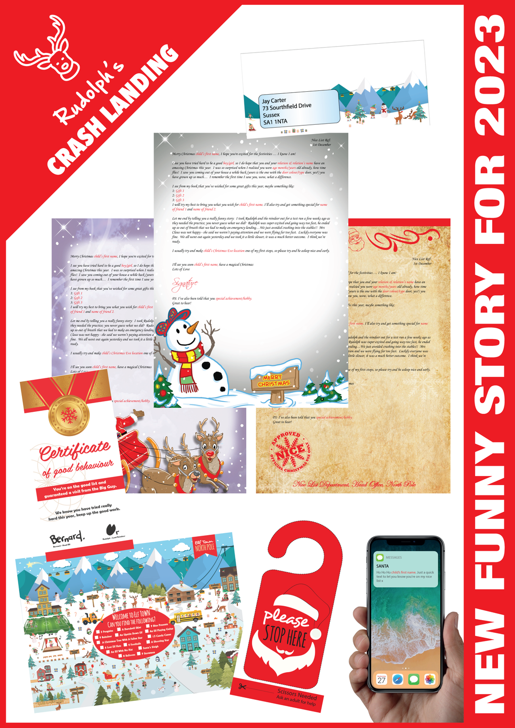 Personalised Santa Letter and Extras - Rudolphs Crash Landing