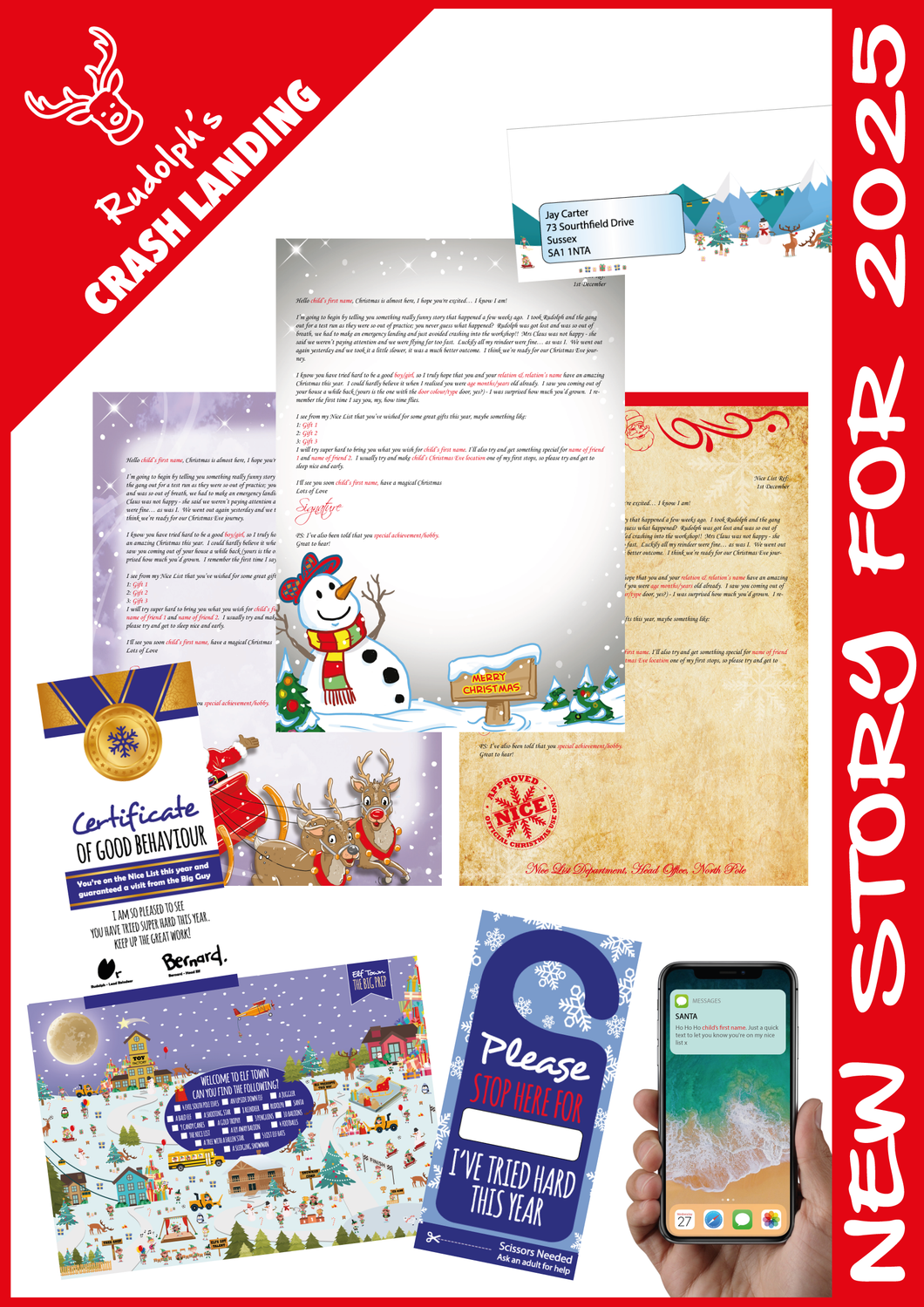 Personalised Santa Letter and Extras - Rudolphs Crash Landing