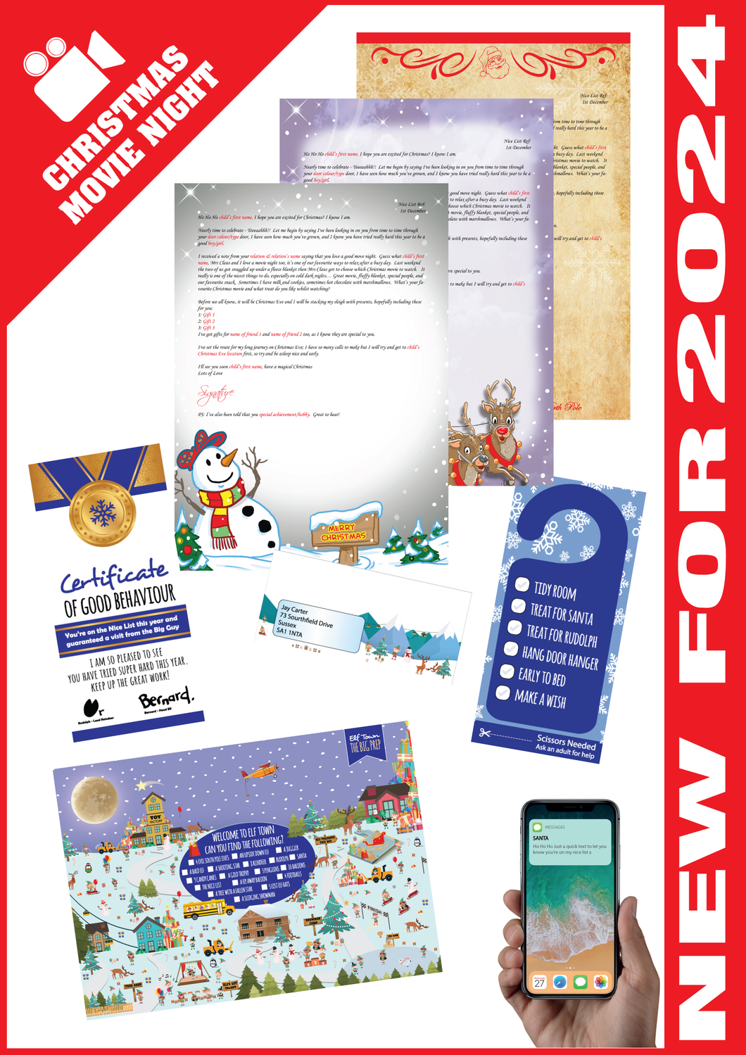 Personalised Santa Letter and Extras - Santa loves a Movie Night