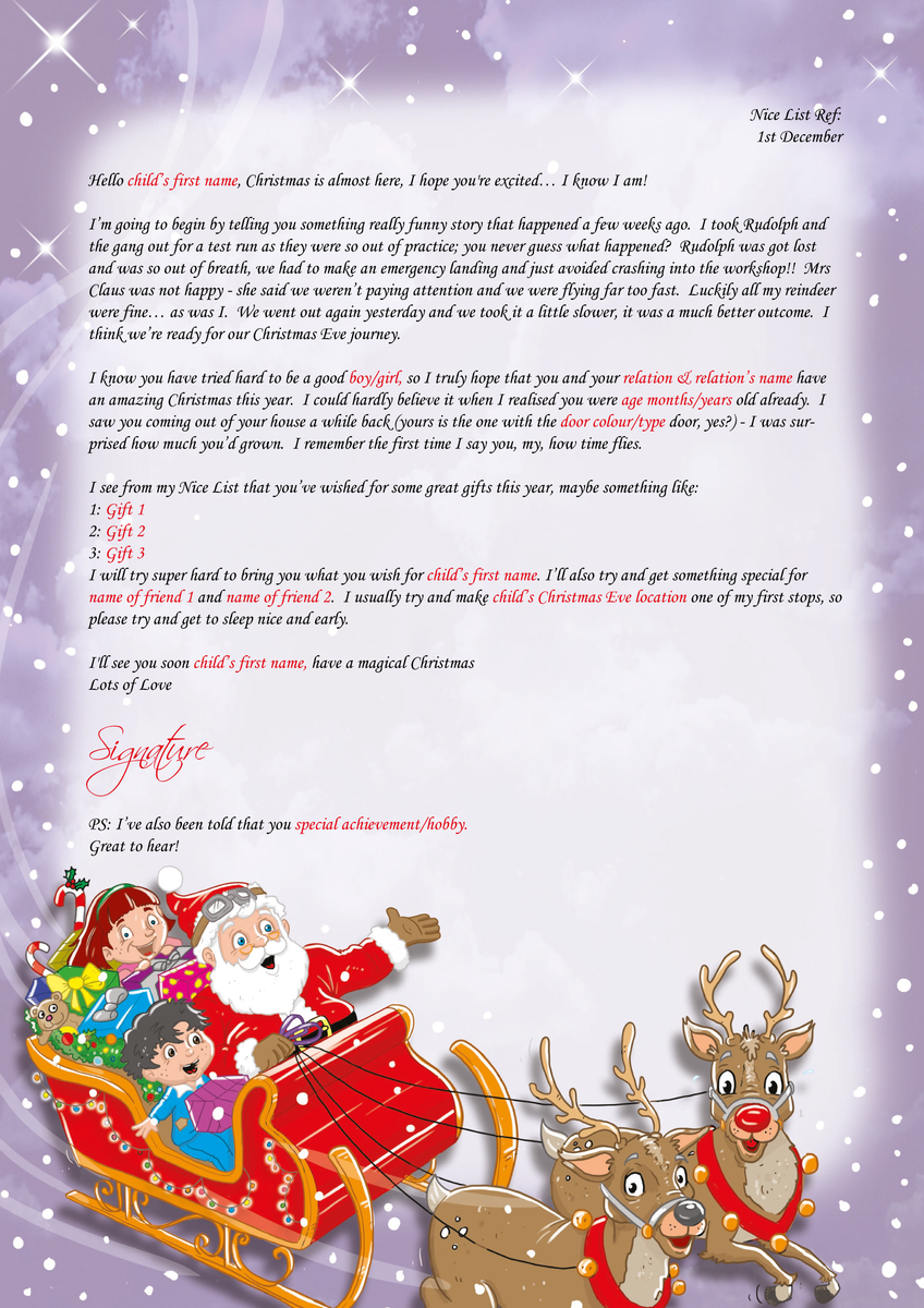 Personalised Santa Letter Loaded with Extra's -Rudolph's Cr...