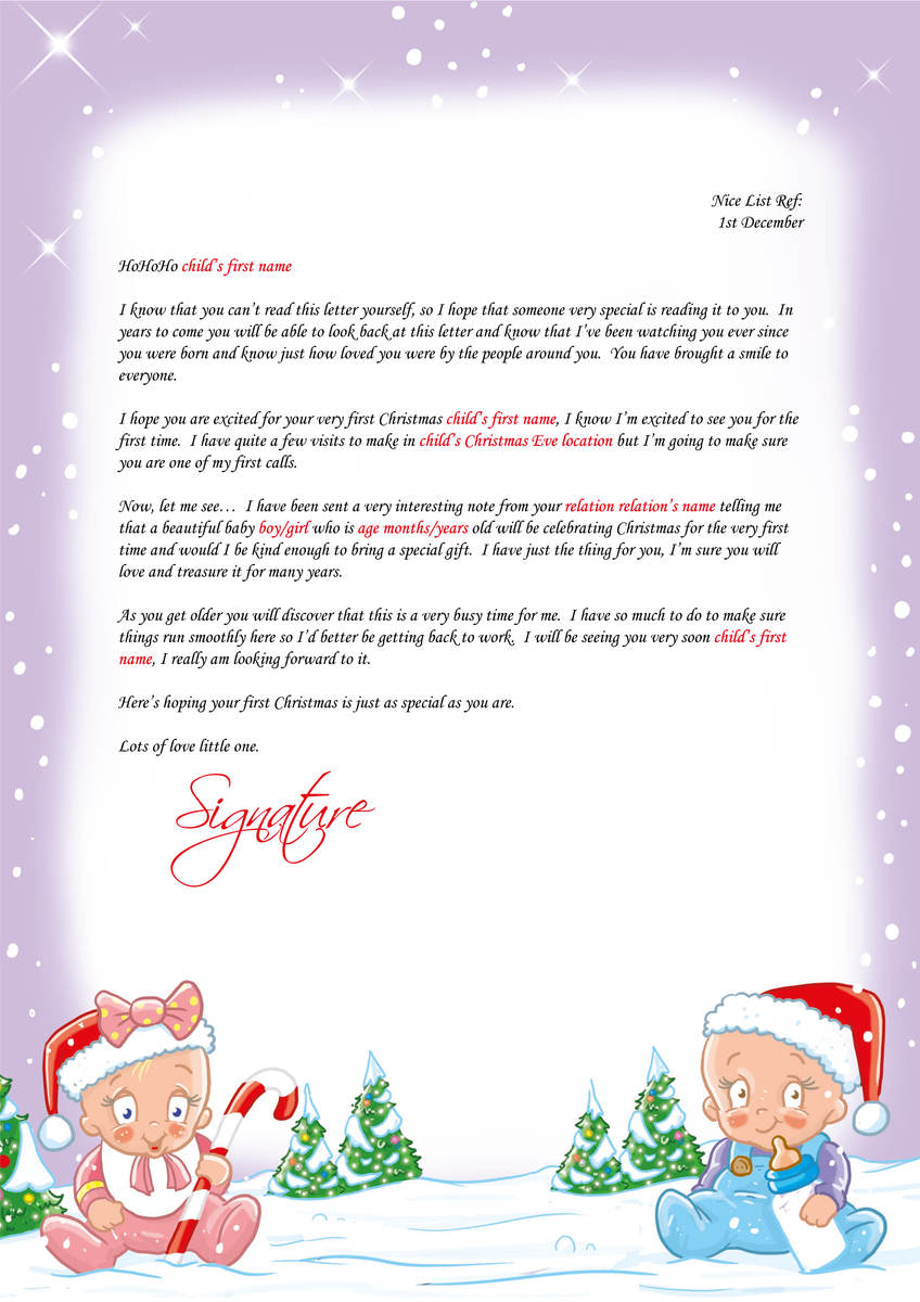 Babys 1st Santa Letter With Certificate & Reindeer Photo