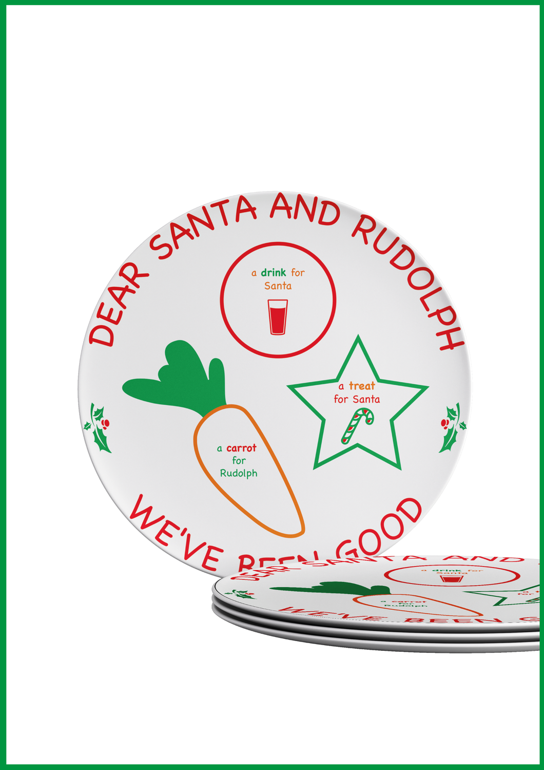 Ceramic Christmas Eve Plate -  Leave treats for Santa and Rudolph