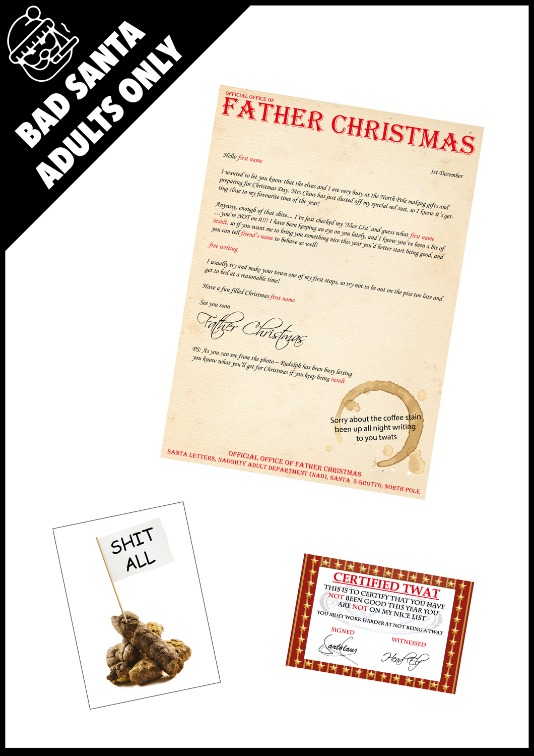 Naughty Adult Santa Letter plus Extra's (Bad Santa)