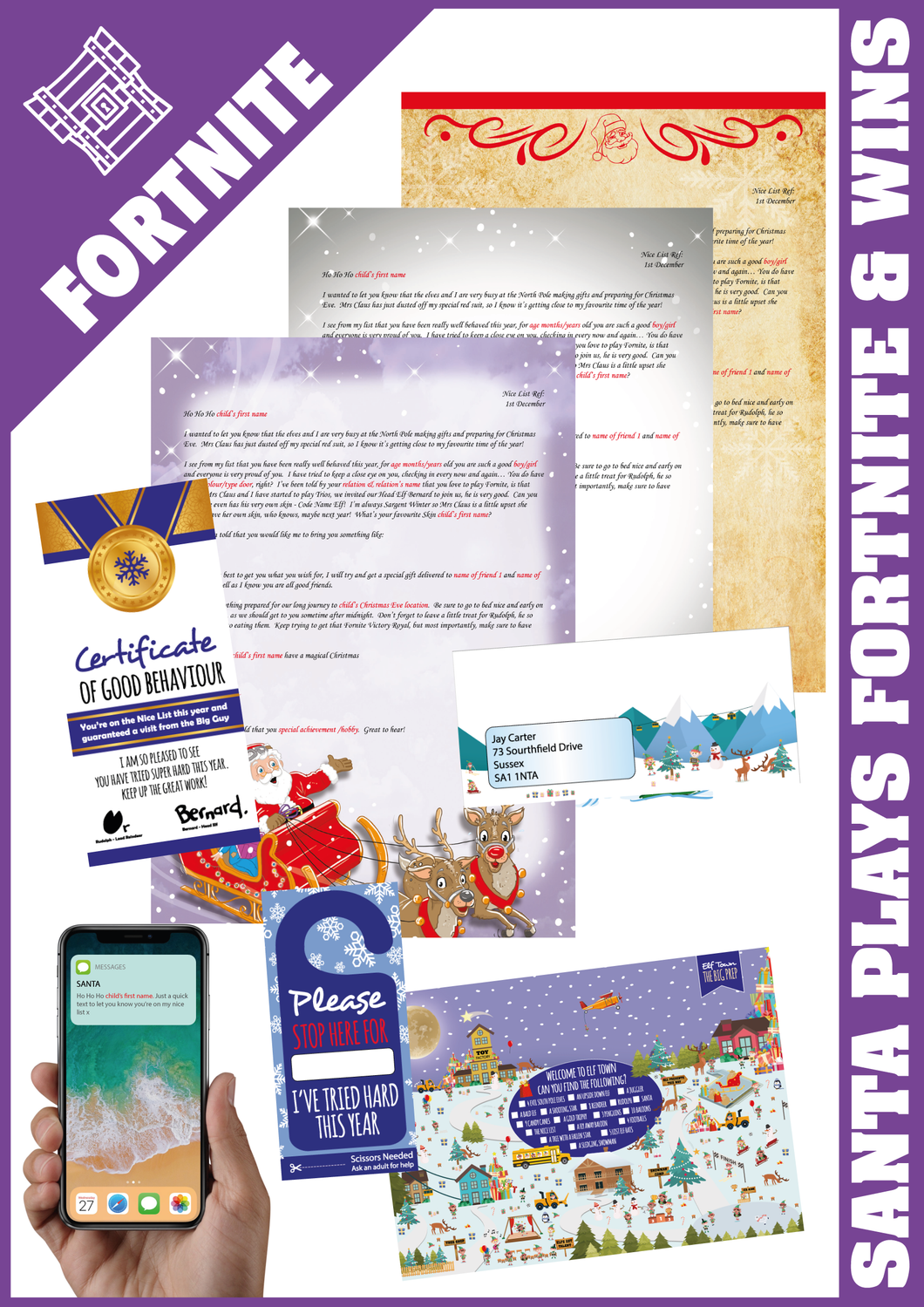 Personalised Santa Letter and Extras - Ideal for Fortnite Gamers