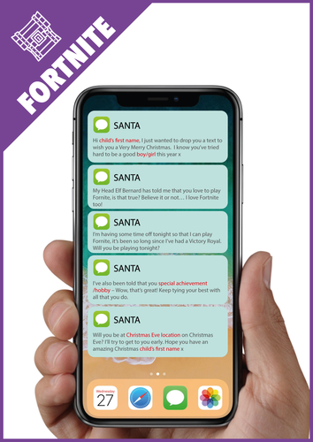 Personalised Santa Text Messages (SMS) - Ideal for Fortnite Gamers