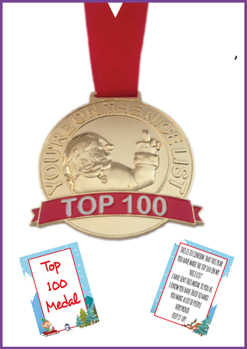 Santa Top 100 Medal - Proof they are in Santa's Top 100